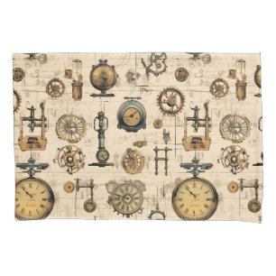 Housse D'oreillers Grunge Rustic Steampunk Horloge (13)