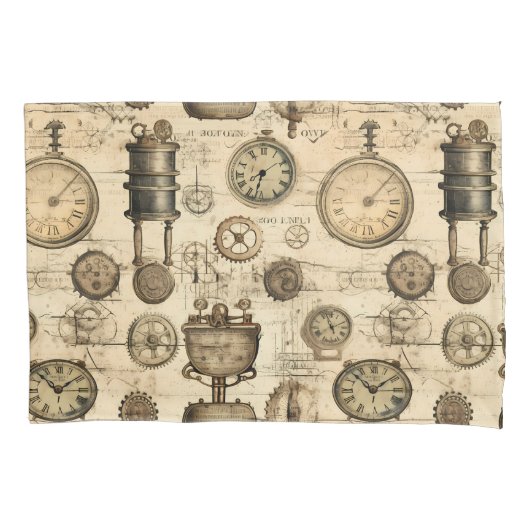 Housse D'oreillers Grunge Rustic Steampunk Horloge (14) (devant-gauche)