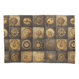 Housse D'oreillers Grunge Rustic Steampunk Horloge (15)