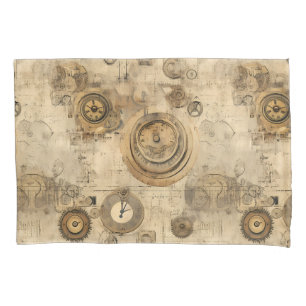 Housse D'oreillers Grunge Rustic Steampunk Horloge (2)