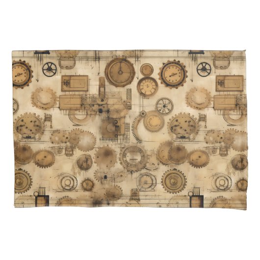 Housse D'oreillers Grunge Rustic Steampunk Horloge (4) (devant-gauche)