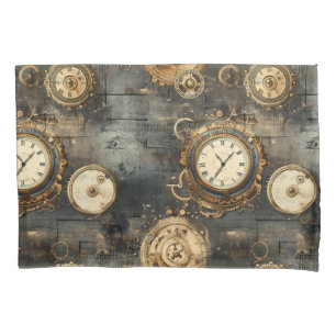 Housse D'oreillers Grunge Rustic Steampunk Horloge (8)