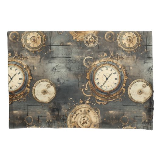 Housse D'oreillers Grunge Rustic Steampunk Horloge (8) (devant-gauche)