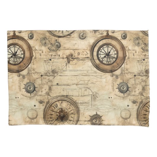 Housse D'oreillers Grunge Rustic Steampunk Horloge (9) (devant-gauche)