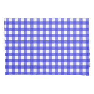 Housse D'oreillers Guingan de bleu royal