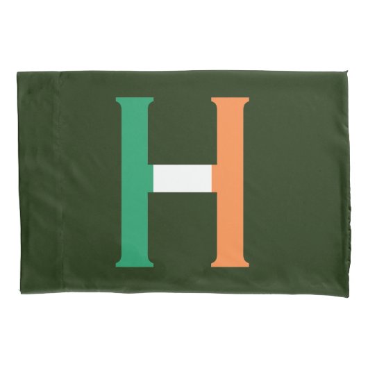 Housse D'oreillers H Monogramme superposé sur le drapeau irlandais pc (devant)