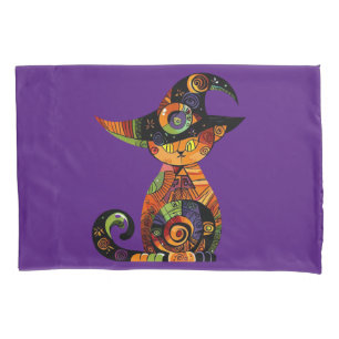 Housse D'oreillers Halloween/mystique/chat/automne