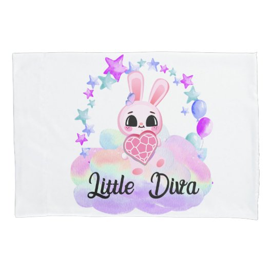 Housse D'oreillers Happiness magic sweet bunny in the rainbow (devant)