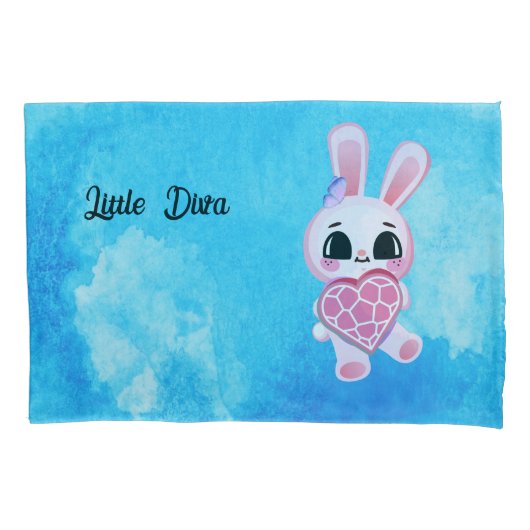 Housse D'oreillers  Happiness magic sweet bunny in the rainbow (devant)