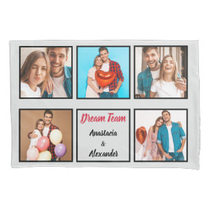 Housse D'oreillers Happy couple moderne personnalisé collage Valentin