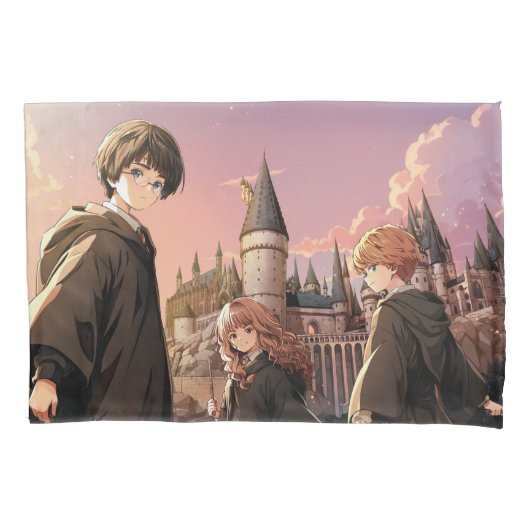 Housse D'oreillers HARRY POTTER™ Hermione & Ron HOGWARTS™ Anime Scene (devant)