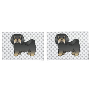 Housse D'oreillers Havanais noir et feu, chien de dessin animé mignon
