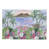 Housse D'oreillers Hawaiian Bliss : Motif d'aquarelle tropicale (Dos)