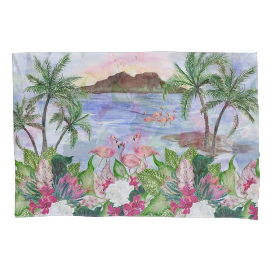 Housse D'oreillers Hawaiian Bliss : Motif d'aquarelle tropicale (devant)