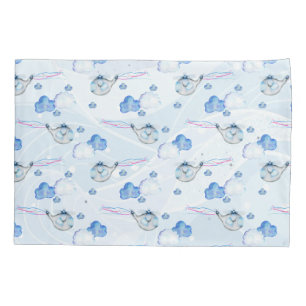 Housse D'oreillers Hélicoptère bleu dans le Motif des nuages