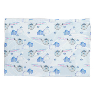 Housse D'oreillers Hélicoptère bleu dans le Motif des nuages