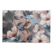 Housse D'oreillers Hibiscus floral aquarelle, motif papillon. (Dos)
