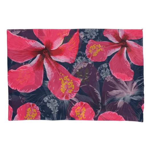 Housse D'oreillers Hibiscus Tropical Fleurs été Design (devant)