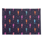 Housse D'oreillers Hippocampes d'aquarelle sur le motif de bleu (Dos-Droit)