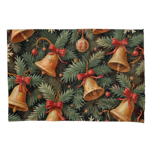 Housse D'oreillers Holiday Christmas Bells Pattern, (devant)
