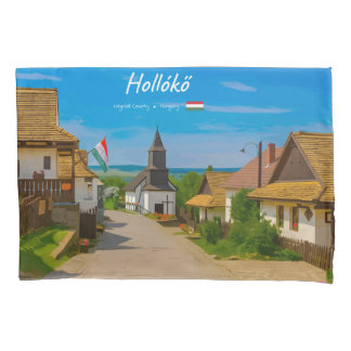 Housse D'oreillers Hollókő, Hongrie - Rue du village historique