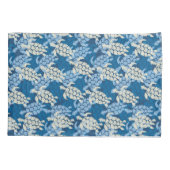 Housse D'oreillers Honu Sea Turtle Hawaiian Aloha Reversible Indigo (Dos)