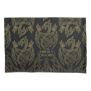 Housse D'oreillers HOUSE OF THE DRAGON   Gold Filigree Dragon Pattern