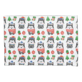 Housse D'oreillers Husky Puppy Chien Père Noël Festive Noël (devant)