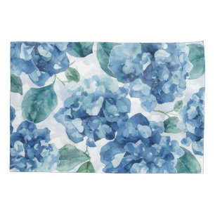 Housse D'oreillers Hydrangea Blues Motif Fleur Fleurie Aquarelle