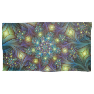 Housse D'oreillers Illuminé Abstrait brillant Turquoise violet Fracta