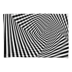 Housse D'oreillers Illusion optique : Abstraite géométrique rayée.