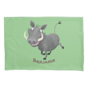 Housse D'oreillers Illustration amusante d'un cochon de phacochère af