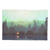 Housse D'oreillers Illustration Camping Adventure Forest Mountain (Dos)