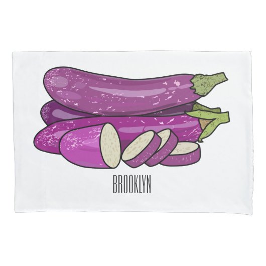 Housse D'oreillers Illustration d'aubergine (devant)