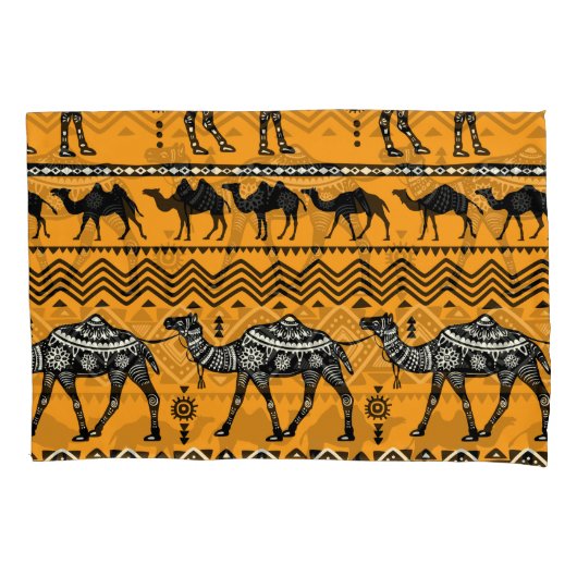 Housse D'oreillers Illustration De Camels Design Motif sans joint. (devant)