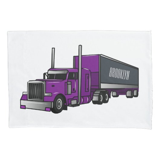 Housse D'oreillers Illustration de camion semi-remorque (devant)