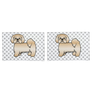 Housse D'oreillers Illustration de chien de dessin animé mignon Lhasa
