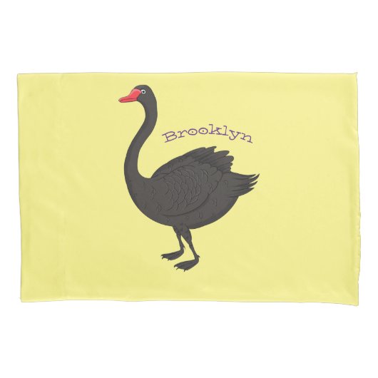 Housse D'oreillers Illustration de cygne noir (devant)