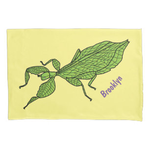 Housse D'oreillers Illustration de dessin d'insecte des feuilles vert