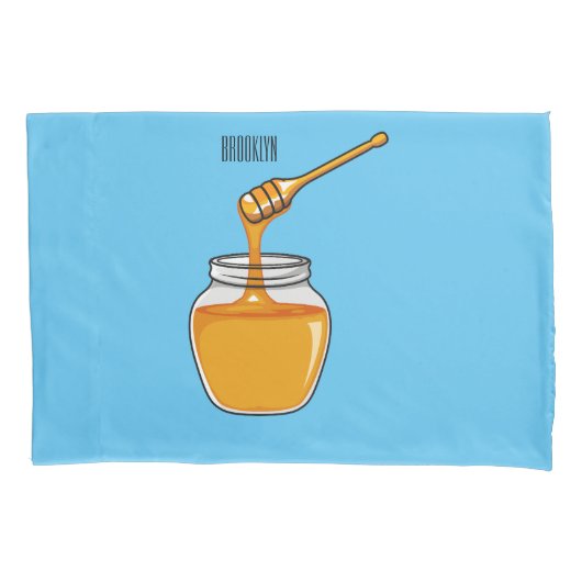 Housse D'oreillers Illustration de dessin sur le miel (devant)