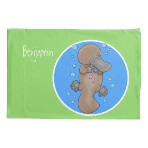 Housse D'oreillers Illustration de la caricature du baby-platypus joy