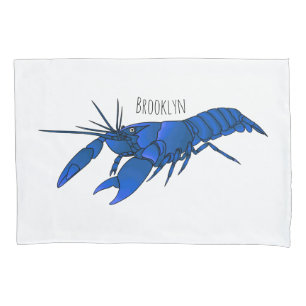 Housse D'oreillers Illustration de l'écrevisse marron bleu