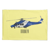 Housse D'oreillers Illustration de l'hélicoptère de police (Dos)