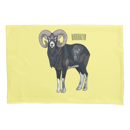 Housse D'oreillers Illustration de mouflon, mouton (devant)