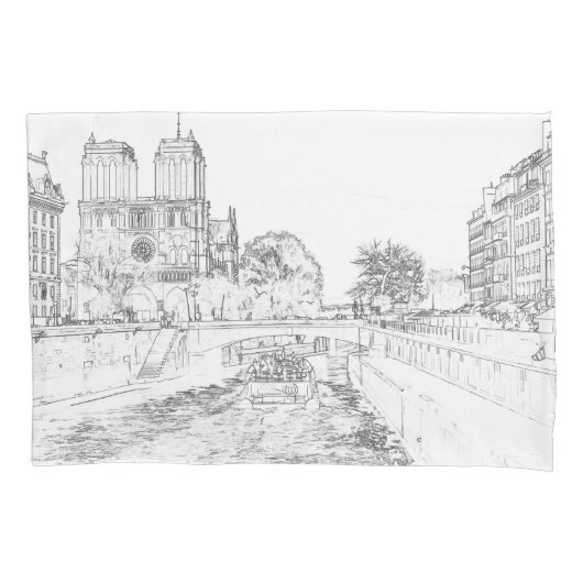 Housse D'oreillers Illustration de Notre Dame de Paris (devant)