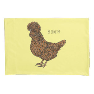 Housse D'oreillers Illustration de poulet à la polis chamois