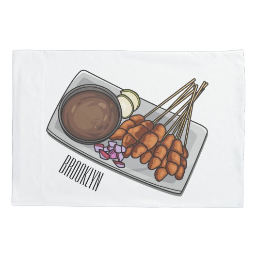 Housse D'oreillers Illustration de Satay (Dos)