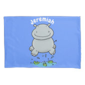 Housse D'oreillers Illustration de saut en hippo mignon (devant)