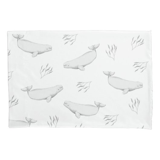 Housse D'oreillers Illustration Délicate Des Baleines Beluga Et Des M (devant)
