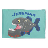 Housse D'oreillers Illustration drôle de piranha affamée (Dos)